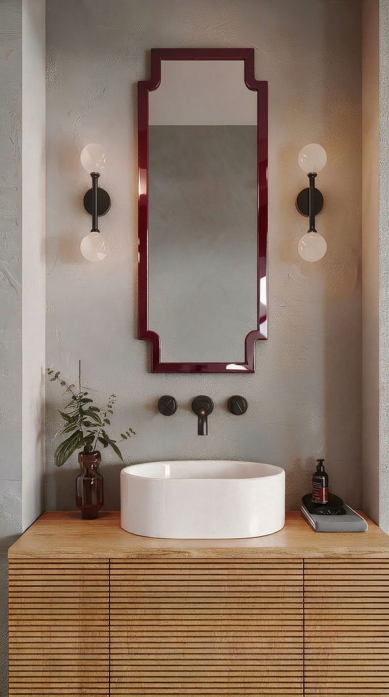 OCTA GLOSSY - geometryczne lustro ścienne w połyskującej ramie